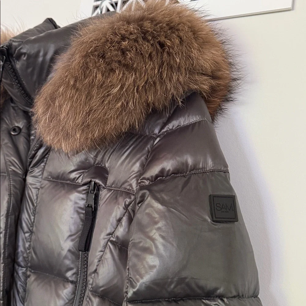SAM Puffer Coat w Fur Trim Hood - Size XS - Picture 4 of 8